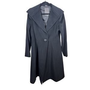 Vera Wang Coat Womens Large Black Felted A-Line Tailored Wool Blend Peacoat